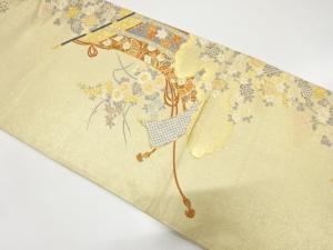 几帳に菊・桜模様織り出し　袋帯